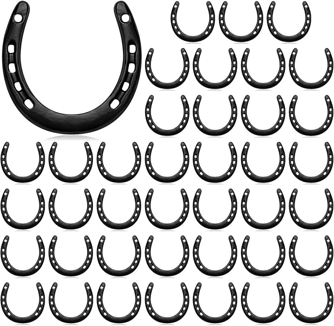 Shimeyao 40 Pcs Horseshoe Bulk Cast Iron 4.5 x 4.3 Inch Horseshoes for Adults Wall Hung Good Luck Handmade Decorations Horse Theme Party Wedding Birthday Supplies (Black)