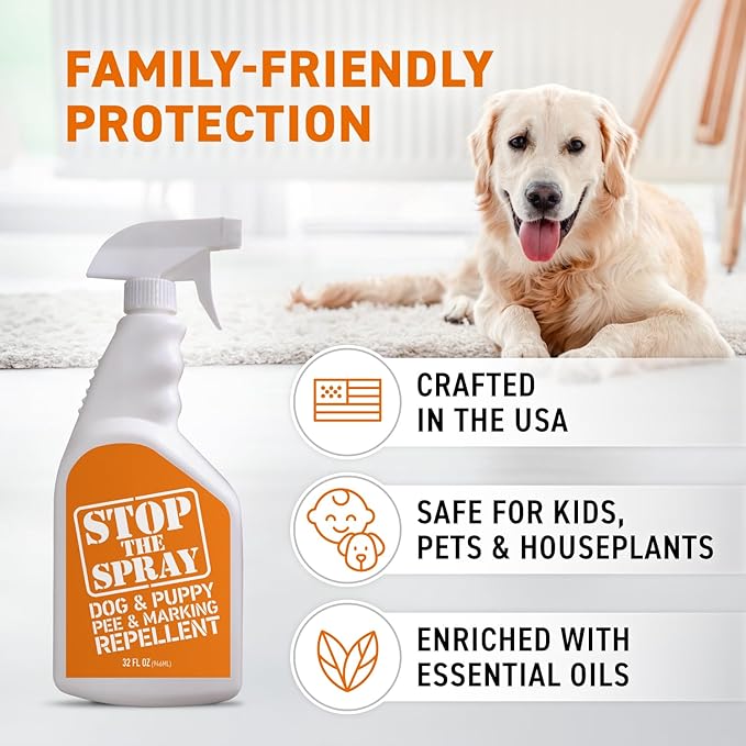 EBPP Stop the Spray - Dog & Puppy Pee Marking Repellent - Pet Training Spray - Puppy Potty Training Spray for Dogs - Dog Pee Stopper - Pee Deterrent for Dogs - No Marking Spray for Dogs Indoor 32oz