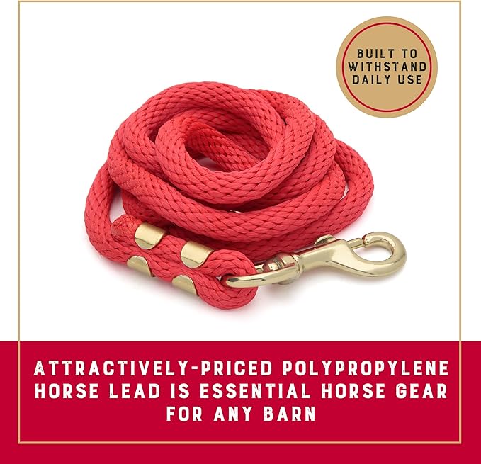 Weaver Equine Performance Lead Rope, 8' Horse Value Rope with Brass Plated 225 Snap, Soft Comfort Grip, Barn Horse Tack for Daily Use