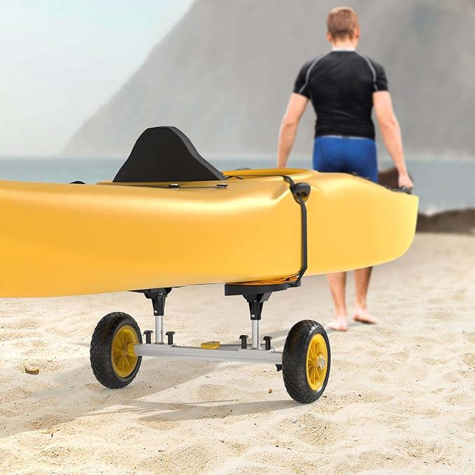 Bonnlo Kayak Cart with10-Inch Kayak Wheels, Canoe Trolley Cart with Adjustable Straps, No Tools Required for Easy Assembly All-Terrain for Kayaks, Canoes, Paddleboards