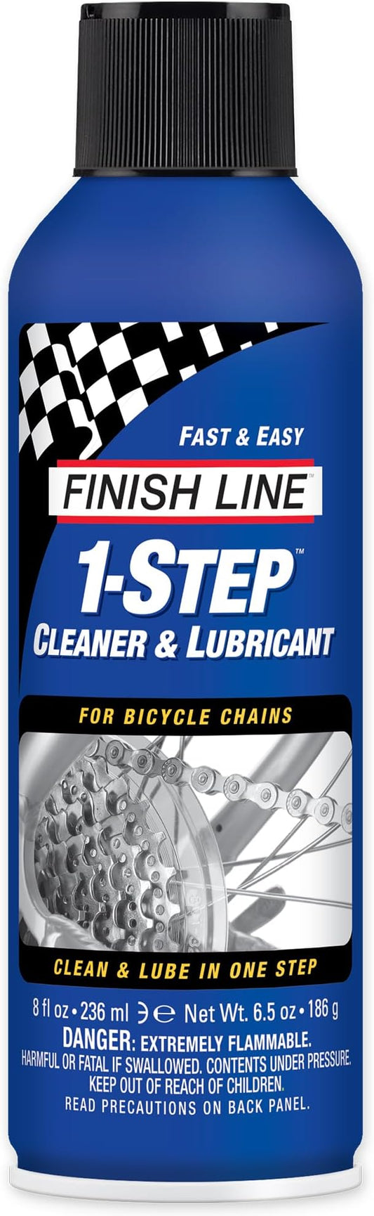 Finish Line 1-Step Bike Chain Cleaner and Lubricant – Cleans, Lubricates & Protects in One Application, Helps Reduce Wear & Friction, Rust Protection for All Bicycle Chains, 8 oz