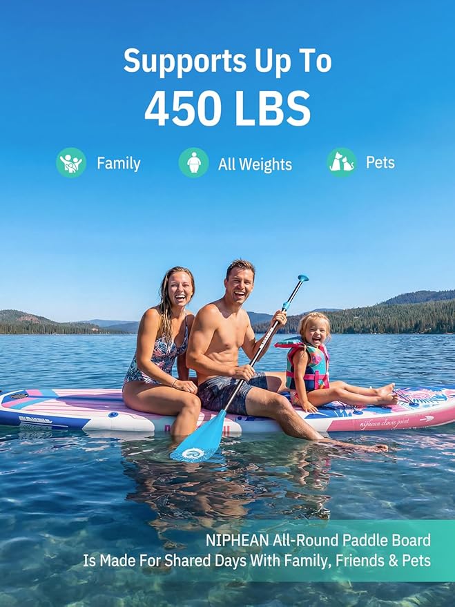 Niphean Inflatable Stand Up Paddle Board with SUP Accessories, Anti-Slip EVA Deck, 10’6’’ Inflatable Paddle Boards for Adults & Youth of All Skill Levels