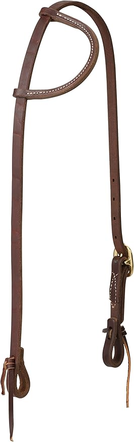 Weaver Leather Working Tack Sliding Ear Brass Single Buckle Headstall, Oiled Canyon Rose, 5/8" (10-0721)