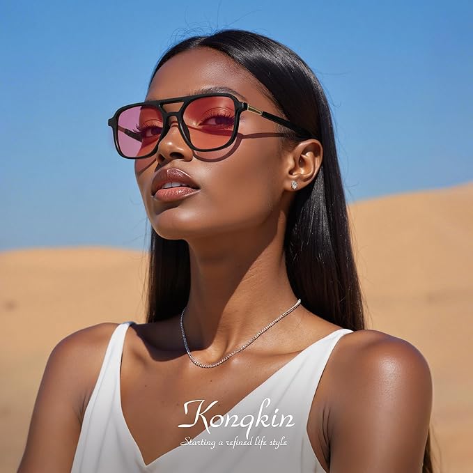 Retro Aviator Sunglasses for Women Men:Polarized Trendy Vintage 70s Rectangle Womens Shades Sun Glasses UV Protection