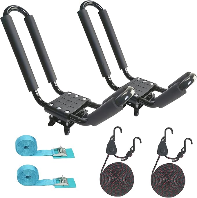 A01 Kayak Roof Rack for SUV Car Top Roof Mount Carrier J Cross Bar Canoe Boat (1 Pairs)