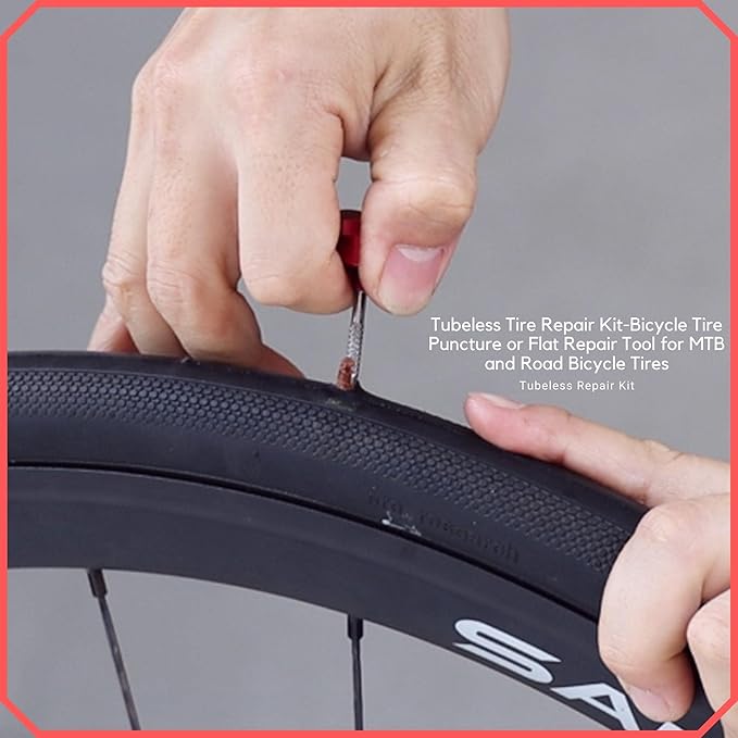 PAX 12 Pcs Tubeless Bike Tire Repair Kit, Includes Storage Canister, Plugger Tool, Plugs-5 Bacon, and 5 Black Strips. Fix a Puncture or Flat, Fast for MTB、Gravel Bike Tires and Road Bicycle Tires