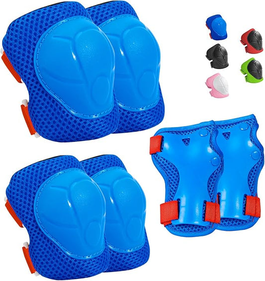 Wemfg Kids Protective Gear Set Knee Pads for Kids 3-14 Years Toddler Knee and Elbow Pads with Wrist Guards 3 in 1 for Skating Cycling Bike Rollerblading Scooter