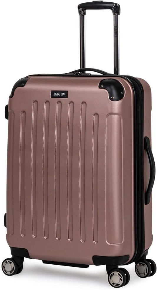 Kenneth Cole REACTION Renegade Luggage Expandable 8-Wheel Spinner Lightweight Hardside Suitcase, Rose Gold, 24-Inch Checked