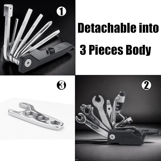 USHAKE Bike Multi Tool 20-in-1 Portable Bicycle Multi-Function Repair Kit with Hex Wrenches, Tire Levers Lightweight for MTB Road Cycling, Carry Case Included