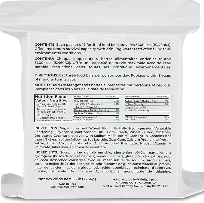 72 HRS Food Rations, Emergency Food Rations, Rations Emergency 3600 Calories for 72 Hours, 5 – Year Shelf Life, Emergency Food
