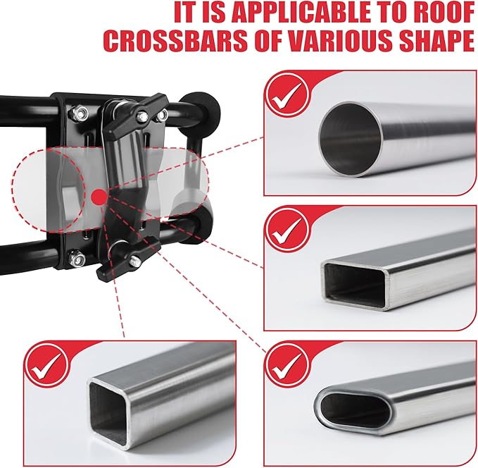 FORWODE Premium Kayak Roof Rack, 2 Pair J-Bar Roof Rack, Folding Adjustable Rack, Heavy Duty Kayak Roof Carrier 2 Kayak, Canoe, SUV, Surfboard on SUV, Car and Truck Crossbar