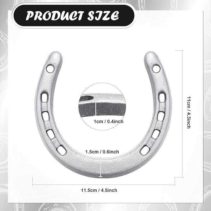 Shimeyao 10 Pcs Horseshoe Bulk Cast Iron 4.5 x 4.3 Inch Horseshoes for Adults Wall Hung Good Luck Handmade Decorations Horse Theme Party Wedding Birthday Supplies (Silver)
