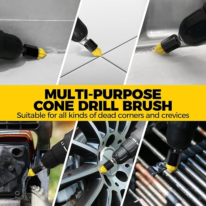 Holikme 15-Piece Drill Brush Attachment Set - Power Scrubber, Crevice, Scrub, Bathroom Gap, Grout, Tile & Kitchen Cleaning Brushes