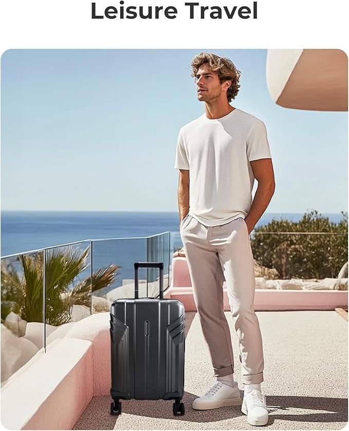 BAGSMART Expandable Carry On Luggage 22x14x9 Airline Approved, 1OO% PC Lightweight Hard Shell Suitcase, 20 Inch Travel Luggage with Spinner Wheels, Waterproof Rolling Suitcase, Gray…