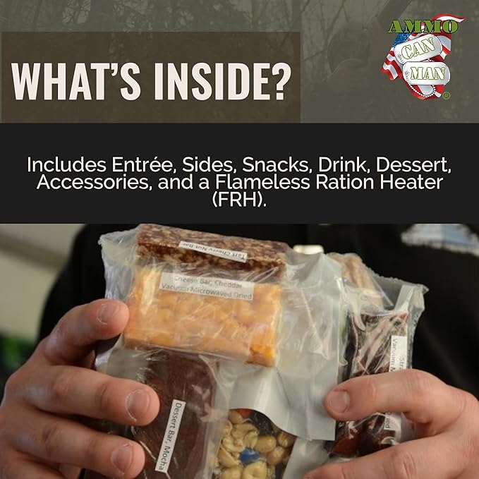 U.S. Meals Ready to Eat (Variety Pack of 12) – (A or B Case Selected at Random) Nutritional Emergency Food Rations - Freeze Dried Food w/ Flameless Heater, Entree, Dessert, & More - MRE Kit for Emergency Survival, Hunting, & More