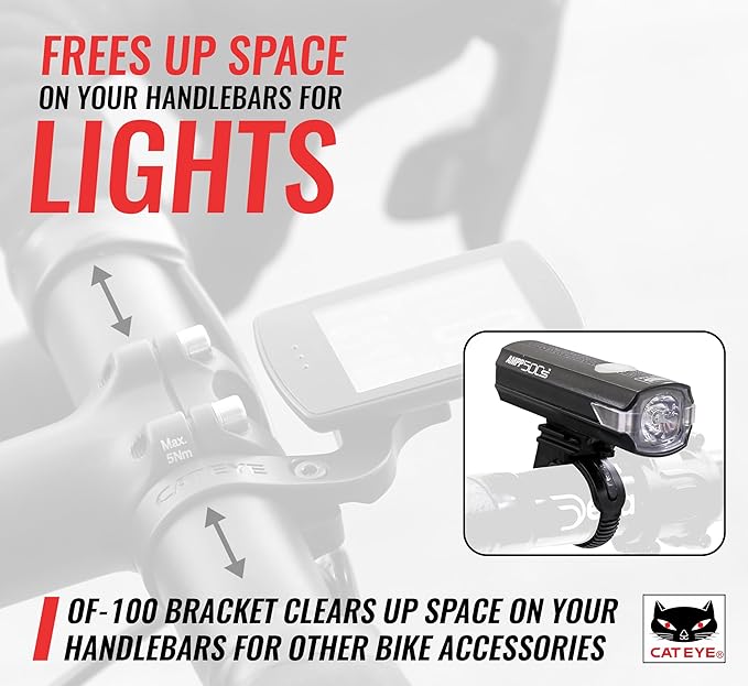 CATEYE OF-100 Out Front Bike Computer Bracket – Bolt-on Mount, Positions Computer Front and Center, Easily View Your Ride Data, Compatible with Padrone, Strada, Urban and Velo Wireless Computers