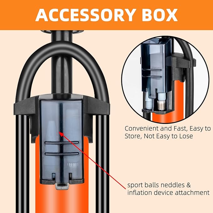 TOOLITIN Floor Bike Pump with Gauge,160 Psi High Pressure,Bicycle Pump Compatible with Presta and Schrader Valve,Bike Tire Pump for Road Bike,MTB,Hybrid,Balls