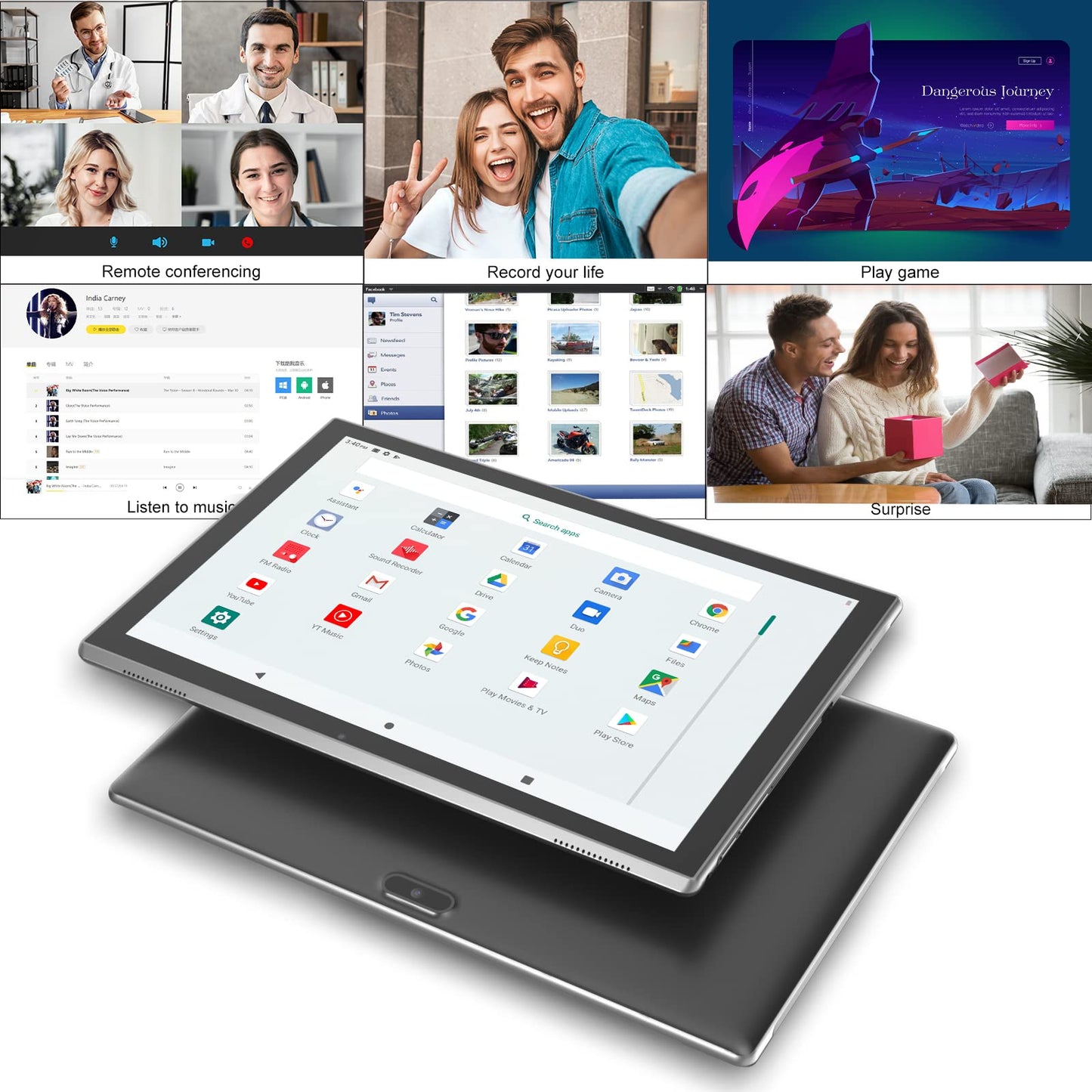 ZZB 10 inch Tablet Android 15 Tablet PC, 10.1" Android Tablets DDR4 8GB RAM 32GB ROM 2MP+8MP Dual Camera 5G WiFi-6 BT Support 1TB Expand 10 in IPS 6000mAh Battery Powerful Performance Tablets (Gray)