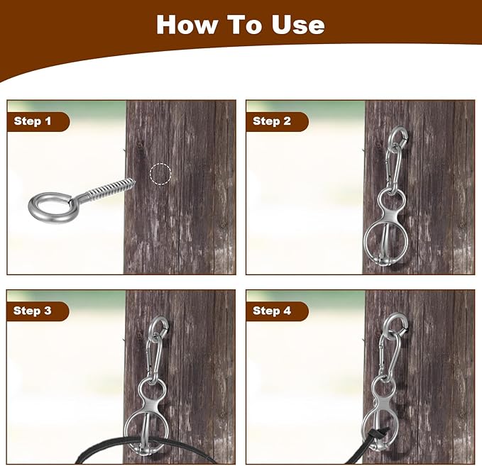 Horse Tie Ring (1 Pack) - Safe & Humane Horse Training Equipment with Magnetic Release, Eye Bolt & Quick Snap - Stainless Steel Tack to Prevent Horses from Pulling Back