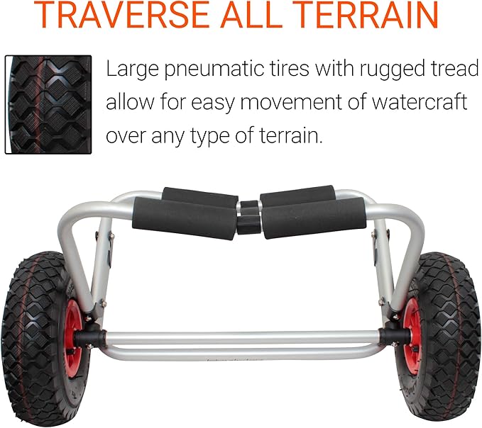 BKC UH-KC271 Two-Wheeled Cart for Kayaks, Stand Up Paddle Boards, Canoes - Easy Overland Transport at The Lake, Beach, or Reservoir