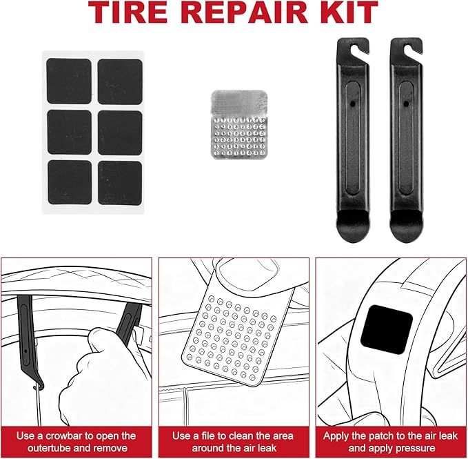 Bicycle Seat Bag Water Proof with Bike Tool Kit, Bike Repair Kit with Bike Tire Pump Red Bicycle Repair Kits Portable Wrenches Glueless Tire Patchs 15 in 1