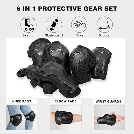 AIDY-PRO Roller Skate Pads Adult Knee And Elbow Pads For Roller Skating, Wrist Guards Skateboarding Protective Gear Adult Knee Pads For Men Women Skating Pads