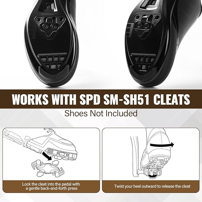 SPD Cleat/Bike Cleats - Compatible with Shimano SPD SM-SH51 & Look X-Track Pedals - for Indoor Cycling, Spinning & Mountain Biking Shoes - Easy Release, High Stability, Includes Allen Wrench