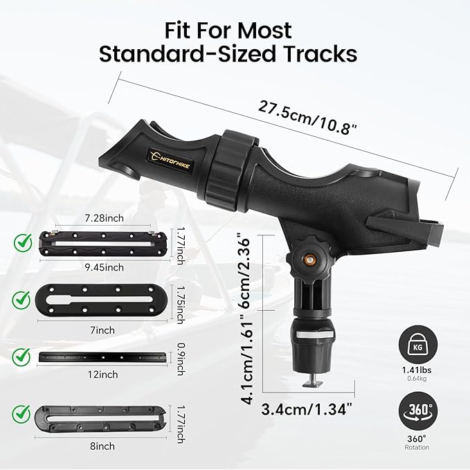 HITORHIKE 釣り竿ホルダー ユニバーサルフィットキット 360度調整可能 カヤック釣り ボートパワーロックロッドホルダー