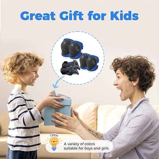 BOSONER Basic Kids Protective Gear: Kids Knee Pads and Elbow Pads with Wrist Guards Set for 3-15 Years - Design for Roller Skates, Cycling, BMX Bike, Skateboard, Inline Skating, Scooter Riding Sports