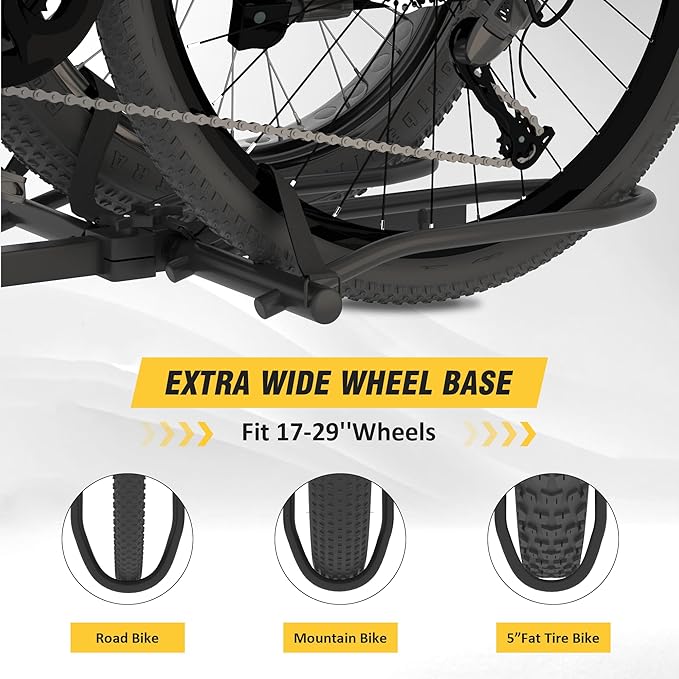 Hitch Bike Rack,Wobble Free Smart Tilting Folding Bicycle Car Racks for Standard,Fat Tire E-Bike Rack for Tow Hitch, 2-Bike 200 lbs Capacity, 2 inch Receiver