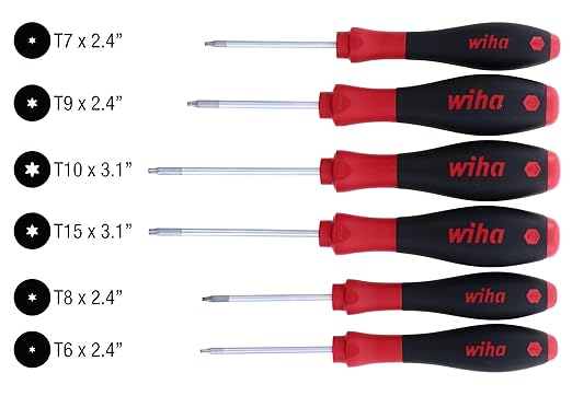Wiha 36291 Torx Screwdriver Set, 6 Piece, Ergonomic Cushion Grip, Premium Tool Steel