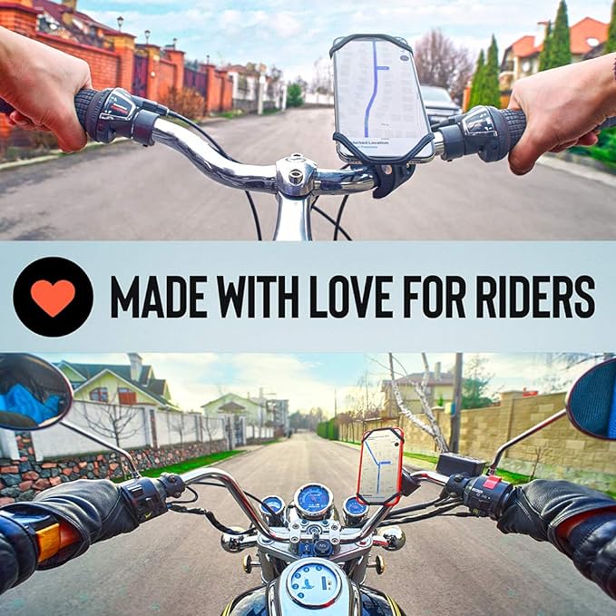 Upgraded 2026 Bicycle & Motorcycle Phone Mount - The Most Secure & Reliable Bike Phone Holder for iPhone, Samsung or Any Smartphone. Stress-Resistant & Highly Adjustable. x10 to Safeness & Comfort