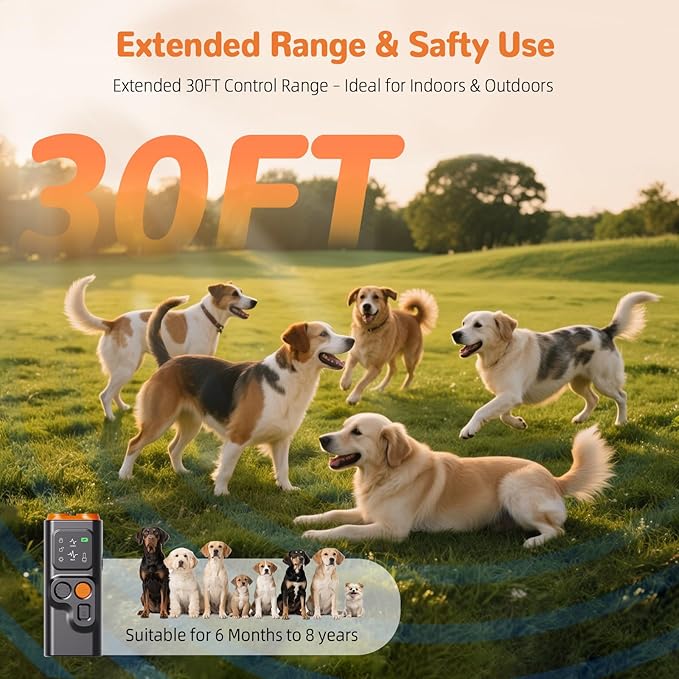 Golipal Dog Bark Deterrent Devices, Ultrasonic Dog Bark Deterrent Devices, 2 Ultrasonic Modes Anti Barking for Dogs, 30FT far Dog Training Tools, for Training to Improve Bad Behavior (Black)