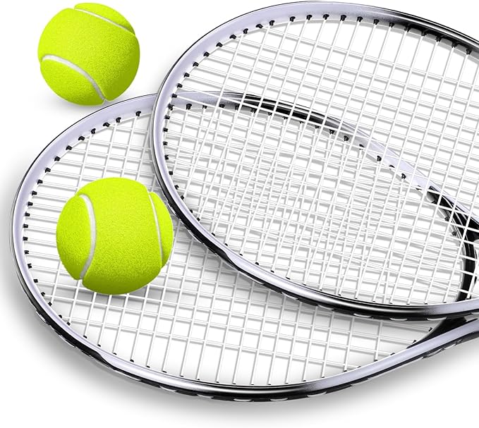 4 Pack Tennis Rackets for Adults Recreational 4 Players Pre Strung 27 Inch Tennis Racquets Lightweight Rackets Bulk with Balls Overgrips for Training