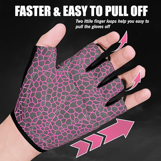 WESTWOOD FOX Cycling Gloves Half Finger Unisex Padded Grips Palm Bicycle Summer MTB Bike Gloves for Men Women Non-Slip Fingerless Short Mountain Bike Sports Hiking Climbing Gym