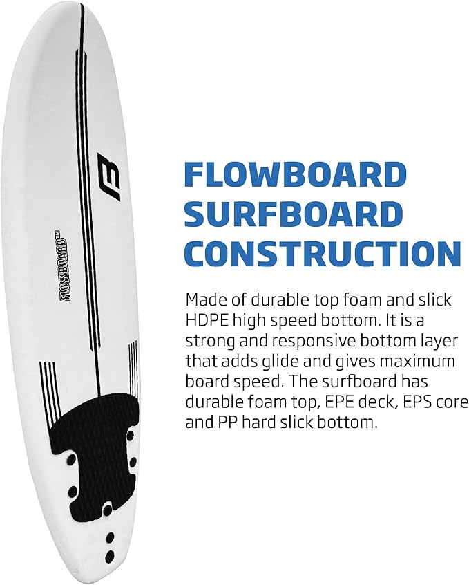 FLOWBOARD サーフボード ソフトボード フォーム - フィン（3）、6フィートリーシュ、ウッドストリンガー（2）内蔵 6フィート、7フィート ショートボード、8フィート ロングボードあり