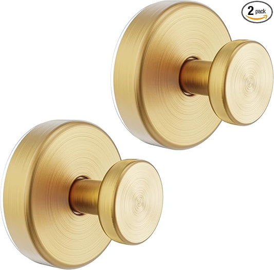 Suction Cup Hooks for Door Wreaths, Vacuum Suction Wreath Hanger for Front Door Window Glass, Bath Robe Looafh Shower Hooks for Inside Shower - 2 Pack, Gold1