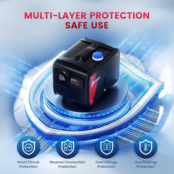 ディーゼルヒーター 8KW、HBH1S 12V パーキングディーゼルエアヒーター（アプリ制御付き）、10段階温度設定、自動起動・停止、急速暖房、110V AC & 12V 24V DC対応、車・RV・キャンピングカー用