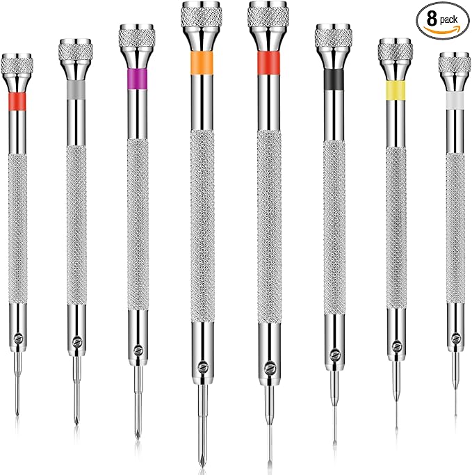 Chumia 8 Pieces Precision Watch Screwdriver Set, 0.6-1.8 mm Micro Jewelers Repair Screwdriver Set for Eyeglasses Jewelry Work, Electronics Repair(Flathead, Phillips)