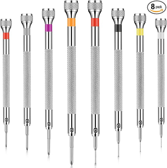 Chumia 8 Pieces Precision Watch Screwdriver Set, 0.6-1.8 mm Micro Jewelers Repair Screwdriver Set for Eyeglasses Jewelry Work, Electronics Repair(Flathead, Phillips)
