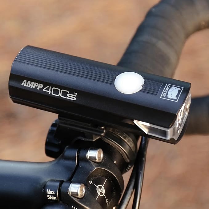 CATEYE AMPP400S & NANO60 Bike Light Set – USB-C 400 Lumen Headlight & 60 Lumen Tail Light with OptiCube™ Lens, Daytime Hyperflash, 360º Visibility, 5 Light Modes, Fits Road, Urban, MTB & Gravel Bikes