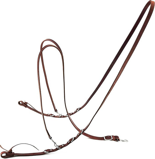 Jeereal Leather Working Tack Roper/Barrel Style German Martingale, Heavy Oiled, Adjustable with Stainless Steel Buckles, 3/4" X 7.5'