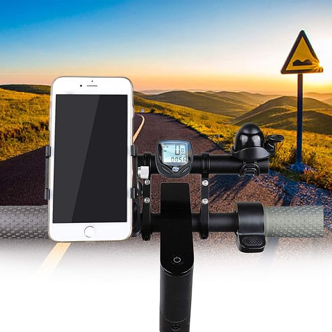 Bicycle Handlebar Extender, Bike Extension Bar Double Clamp Aluminum Alloy Holder Bracket Bicycle Accessories for Flashlight Speedometer for XIAOMI M365, Ninebot ES1 ES2,Mountain Bicycle