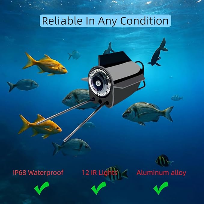 5" Underwater Fishing Camera 98ft Cable, Portable Fish Finder with Camera, Night Vision Ice Fishing Camera, Waterproof Fish Camera for Boat, Kayak & Lake Fishing, Easy to Use for Beginners