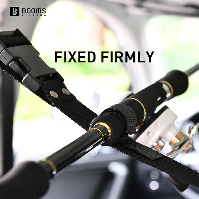 Booms Fishing VRC Vehicle Rod Carrier, Car Fishing Rod Holder, 2 Nylon Straps Adjustable Range 31.5 "-59", Fishing Pole Roof Rack Store 5 Poles Max, For vehicles with 4 Roof Grab Handles Only