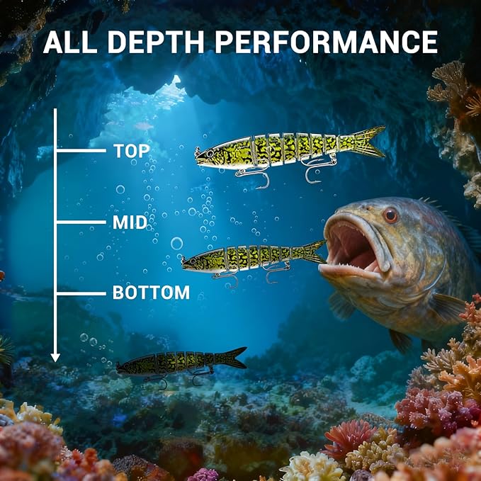 Fishing Lures Multi Jointed Fish Fishing Kits Slow Sinking Lifelike Swimbait Freshwater and Saltwater Crankbaits for Bass Trout Bass Lures
