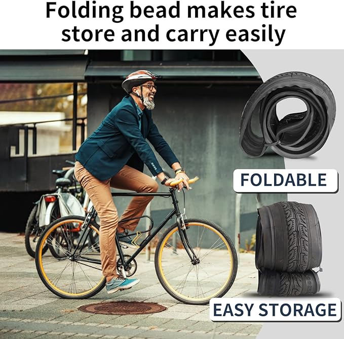 700x35C Bike Tire Foldable Replacement Tires with or Without Bike Tubes and Tire Levers for Road Bicycle