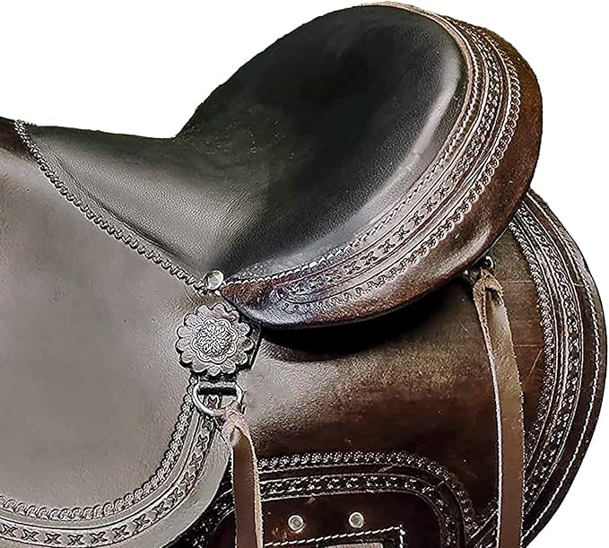 Barrel Brown Western Horse Trail Saddle Set Leather Horse Saddle with Headstall, Breast Collar Combo Rodeo Cowboy Riding Equestrian Comfortable Ride Black Saddle Tack Set