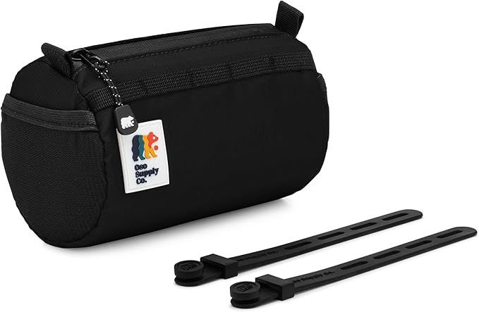 Oso Supply Co Handlebar Bike Bag – Water-Resistant Hard Shell with Quick-Access Zipper, Side Mesh Pockets, and Spacious Storage – Ideal for Cycling, Commuting, and Adventure Rides (Black)