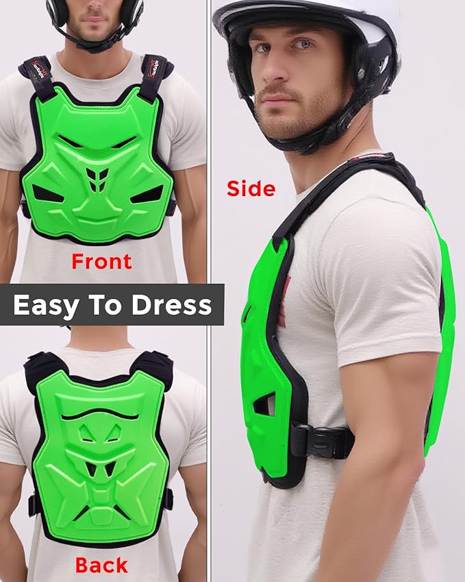StarknightMT Motorcycle Chest Armor Lightweight Adult Men Motocross Chest Protector, Adjustable Body Armor Vest for Motocross Riding Road Racing Cycling Skiing Skating Easy-wear Chest Guard